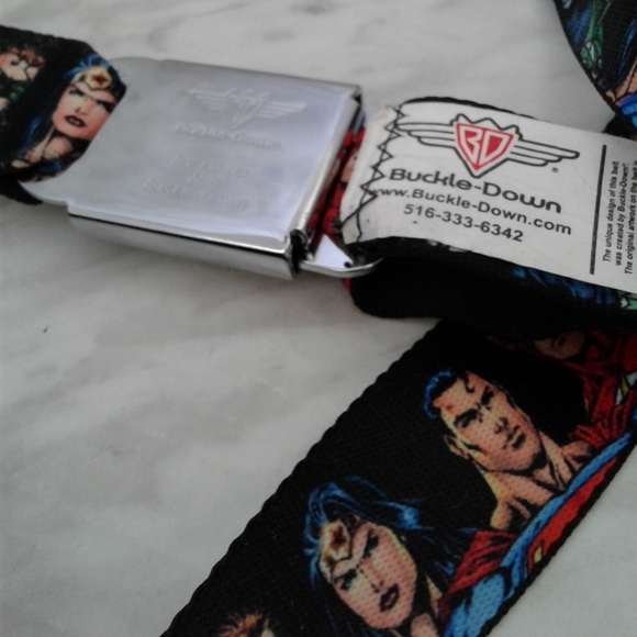 Buckle Down DC COMICS Seatbelt Belt JUSTICE LEAGUE Adjustable Batman superman - Picture 3 of 4